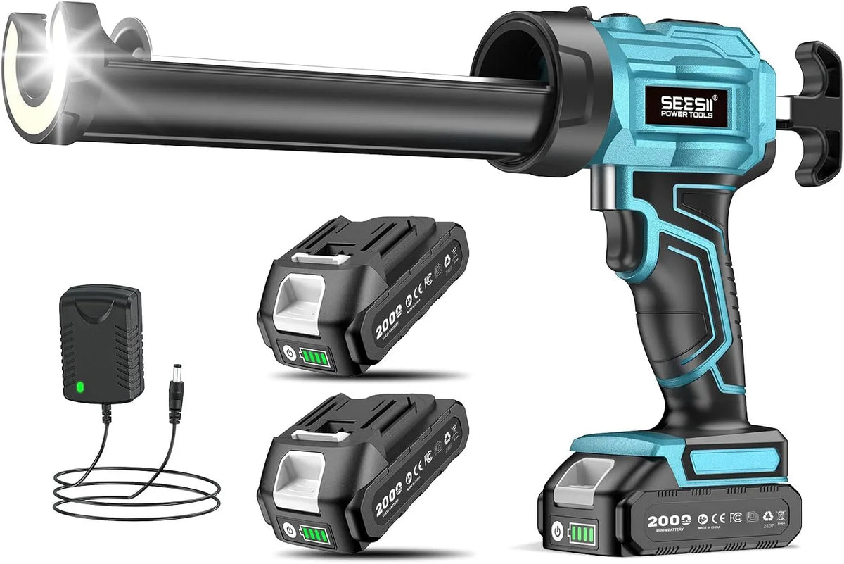 Pistola Silicone a Batteria – in silicone, display LED, uso professionale, 2000 mAh, per la manutenzione dell'auto, blu