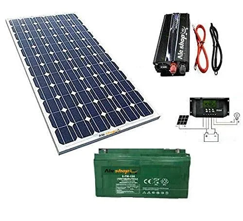 KIT FOTOVOLTAICO 1KWh GIORNALIERO INVERTER 2000W PANNELLO ENERGIA SOLARE BATTERIA