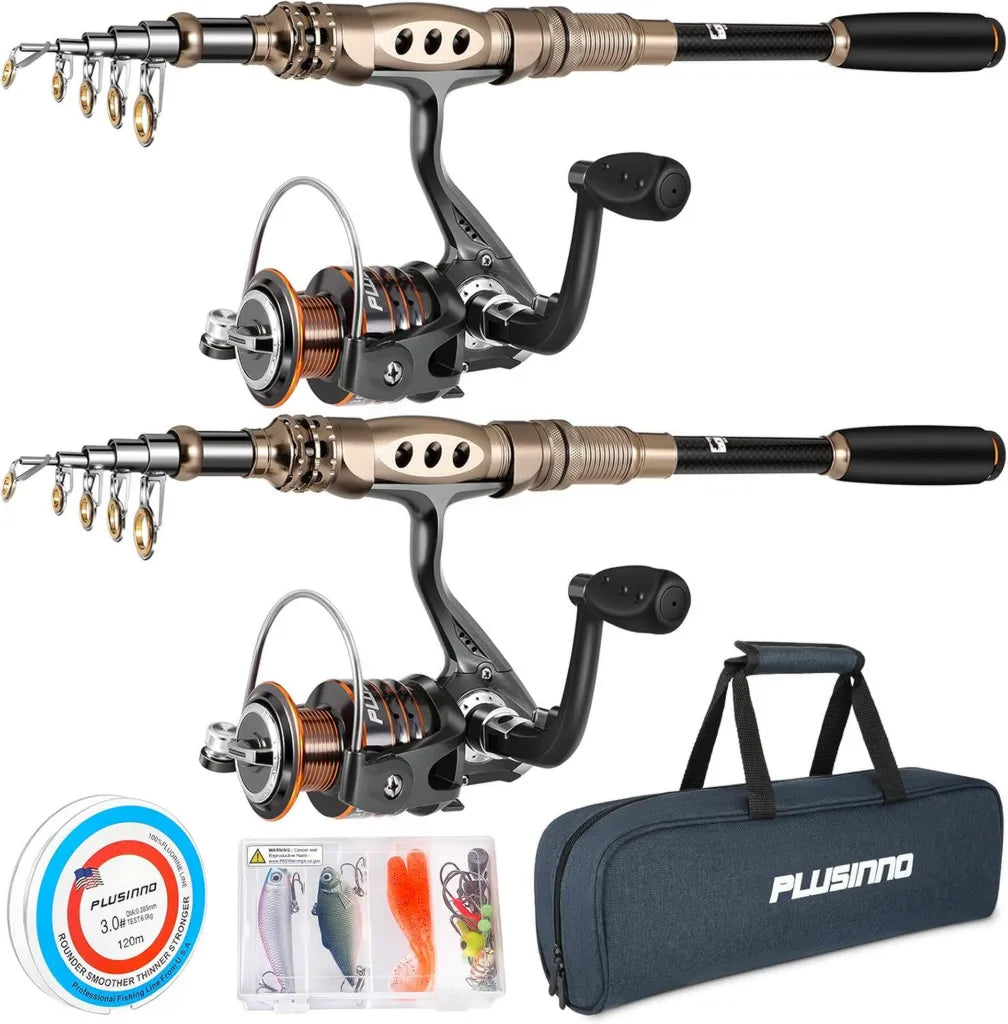 Set Canna da Pesca Telescopica in Fibra di Carbonio con Mulinello per Acque Salate e Dolci