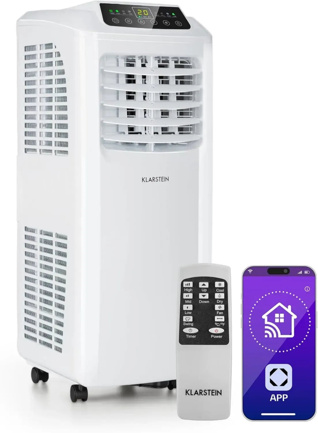 Climatizzatore Portatile 3 in 1 Klarstein, Classe A, 9.000 BTU, Modalità Notte e Controllo WiFi
