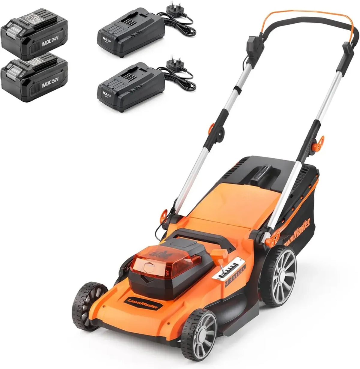 Tosaerba a Batteria 48V LawnMaster con Rullo e Funzione Pacciamatura, 46 cm, 2 Batterie MX 24V 4,0 Ah, 2 Caricatori Rapidi