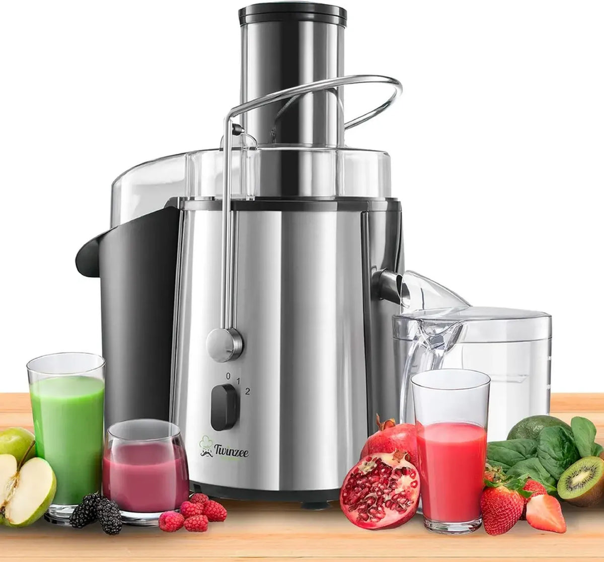 Estrattore di Succo Professionale 850W Twinzee - Doppia Velocità, Apertura 75mm, Antiscivolo