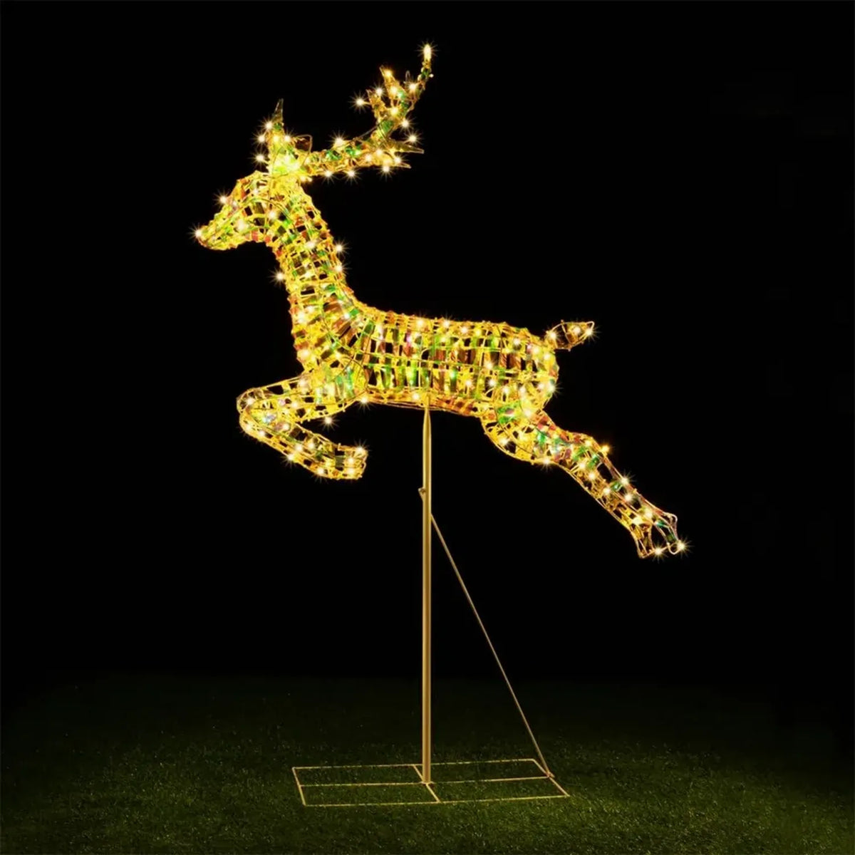 Decorazione Natalizia Renna 3D con Luci LED Bianco Caldo per Esterni, Protezione IP44