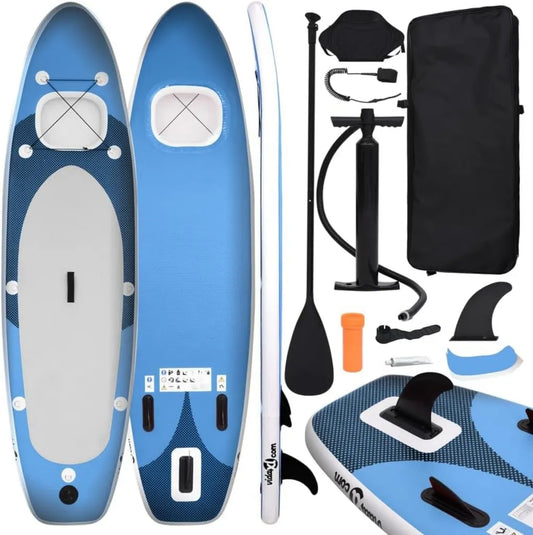 Tavola da Paddle Gonfiabile Blu Oceano 330x76x10 cm con Accessori