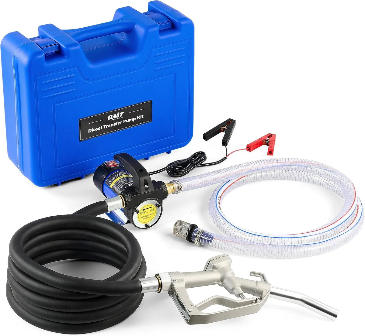Orion Motor Tech 12V Pompa Gasolio 175W Pompa Elettrica Travaso Gasolio Pompa di Trasferimento Diesel con Ugello e Tubi Flessibili per Cherosene