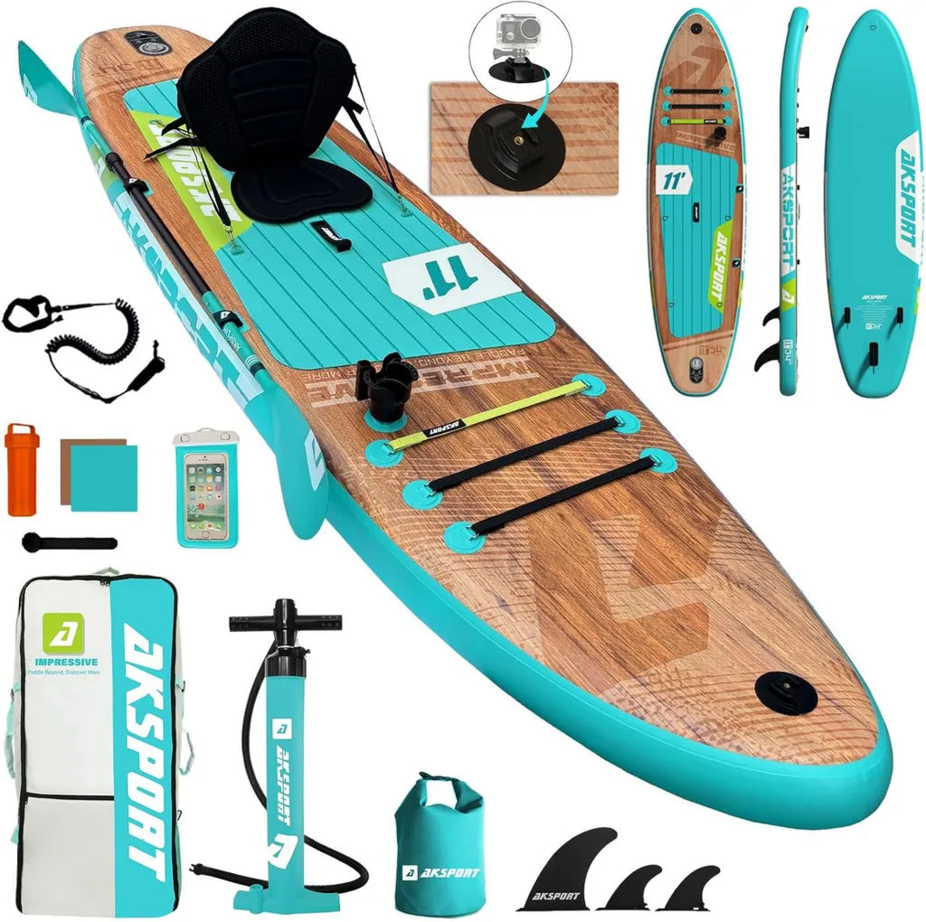 Tavola SUP gonfiabile AKSPORT con accessori di alta qualità per giovani e adulti