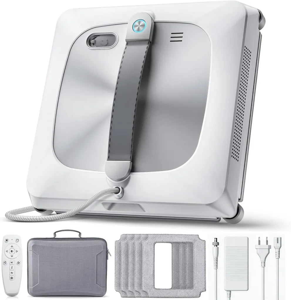 Robot Lavavetri Smart W56S, Spazzole Doppie e Angolari, Aspirazione Potente 9000Pa, Serbatoio Ricaricabile 110ml, Navigazione Avanzata, Sistema di Sicurezza Anticaduta