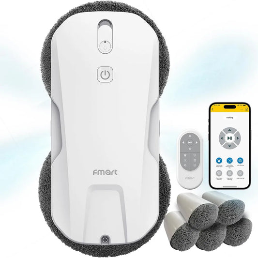 Fmart T11 - Robot lavavetri intelligente, sistema di sicurezza avanzato, telecomando incluso, per superfici lisce, dotato di 7 panni