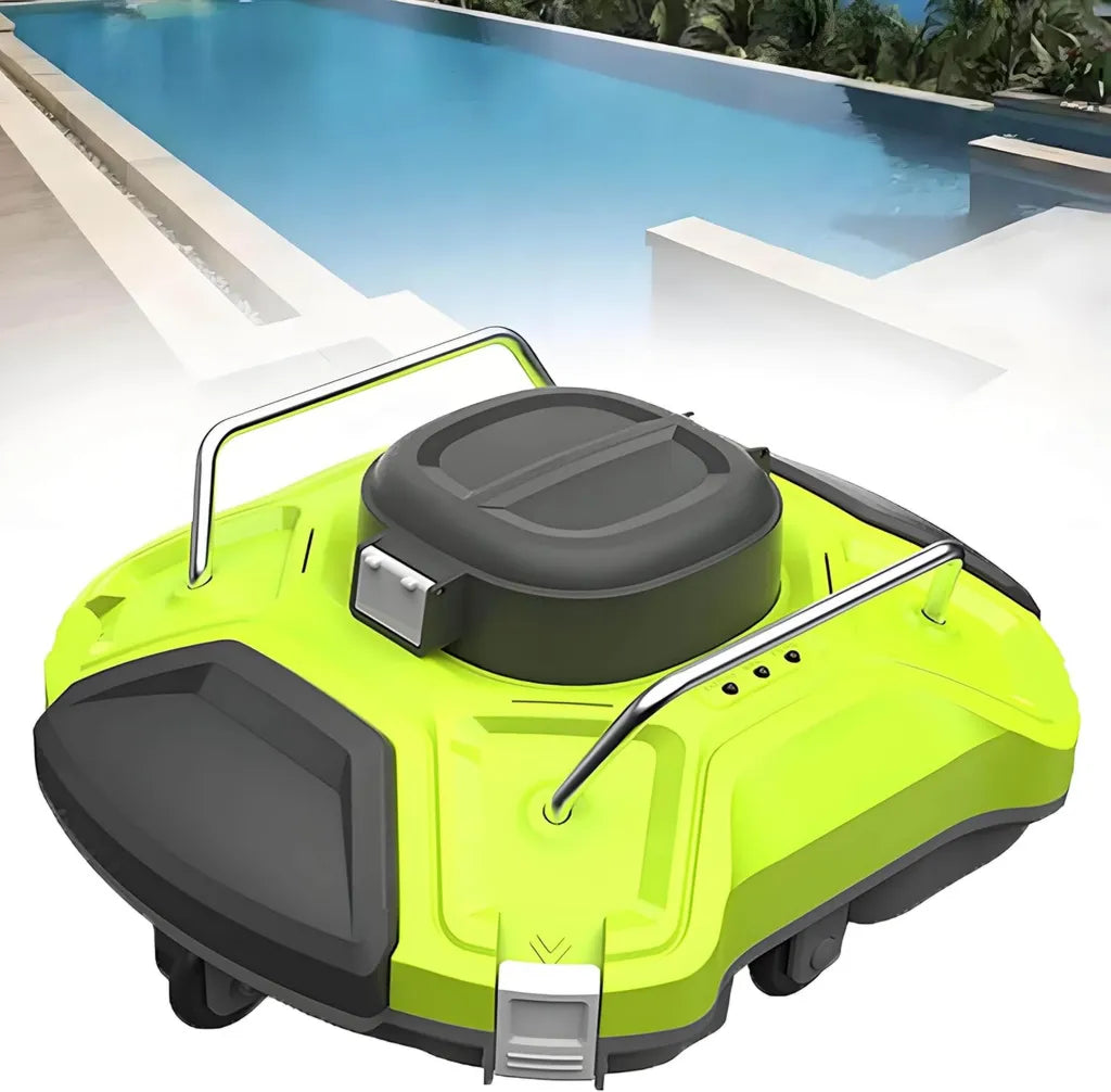 Robot Pulitore per Piscina Senza Fili, Autonomo, Superficie di Pulizia 80-100㎡, Fino a 2.5m di Profondità