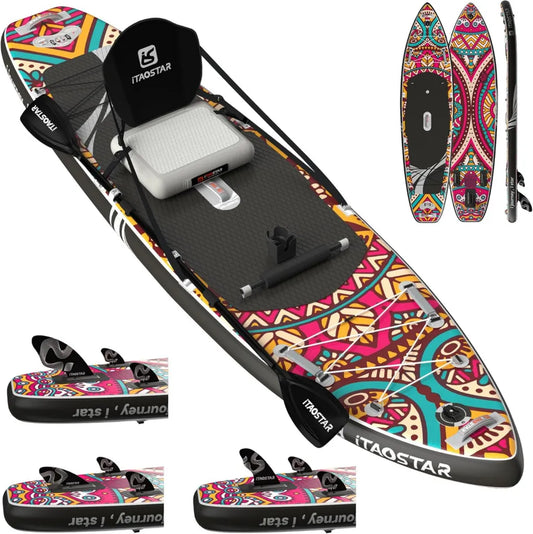 iTAOSTAR Tavola SUP Gonfiabile 3,5m con Seduta e Accessori Completi, Ideale per Yoga, Surf e Pesca