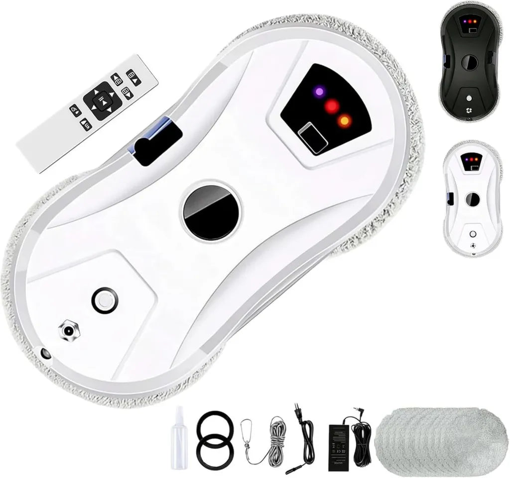 Robot Lavavetri Intelligente Valisus 5600 Pa con Getto d'Acqua, 10 Panni Microfibra e Telecomando, Bianco