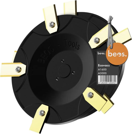BEOS Robot Tosaerba Premium - 2 Dischi di Taglio per 6 Lame - Compatibile con Ecovacs GOAT A1600 & A3000 - Dischi Rinforzati in Fibra di Vetro - Diametro 140 mm