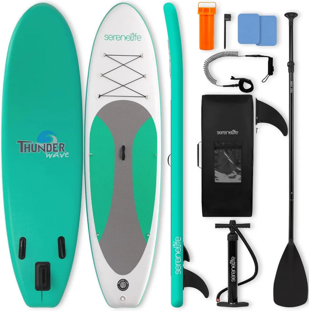 Tavola SUP Gonfiabile SereneLife con Accessori Completi, Design Stabile e Antiscivolo, Ideale per Adulti e Principianti