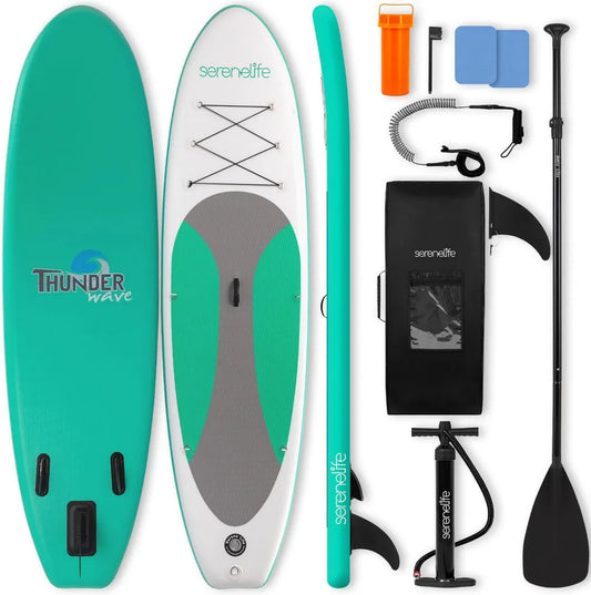 Tavola SUP Gonfiabile SereneLife con Accessori Completi, Design Stabile e Antiscivolo, Ideale per Adulti e Principianti