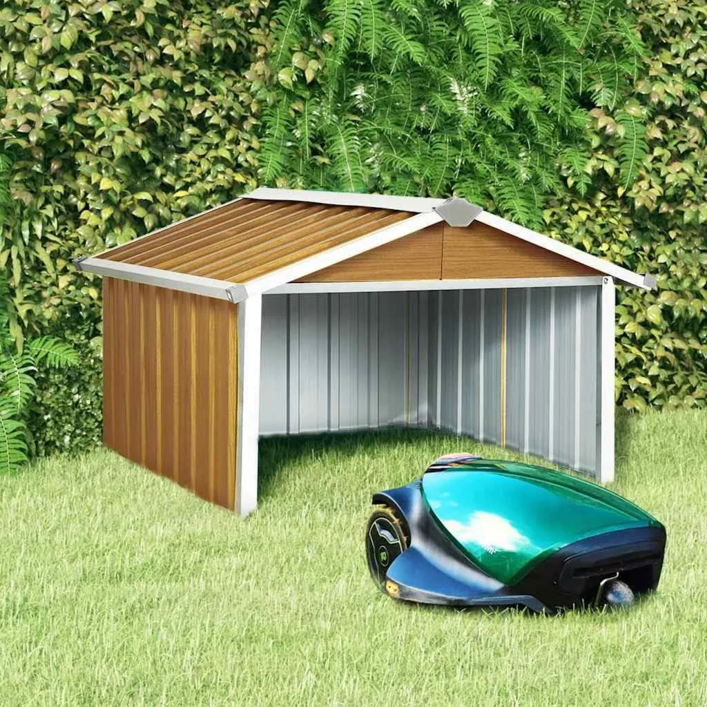 Rimessa in Acciaio Zincato per Robot Prato, 92x97x63 cm, Marrone con Protezione Intemperie