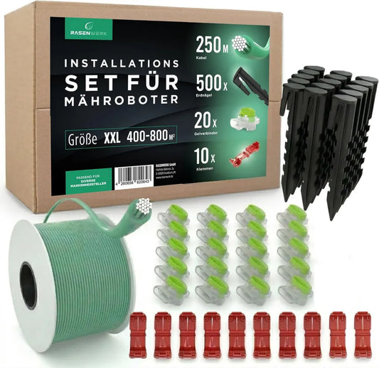 Kit cavo perimetrale per robot tagliaerba RASENWERK - 500 picchetti e 20 connettori - 250m cavo