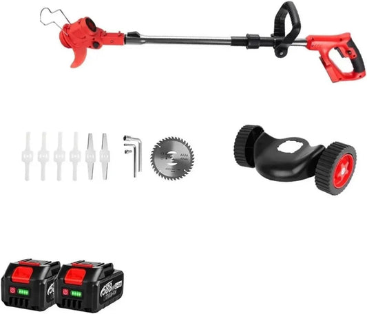 Rasaerba Elettrico 2500W, Tagliabordi a Batteria Regolabile, Strumento da Giardino 18V (2 Batterie)