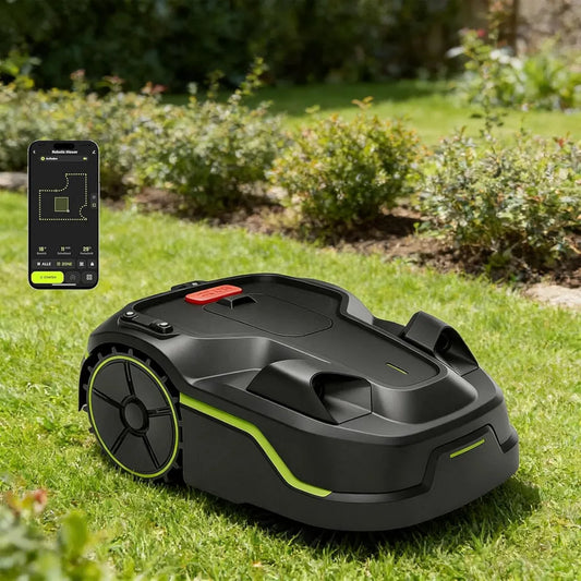 Robot rasaerba intelligente con posizionamento 3D per giardini fino a 800 m², mappatura LiDAR a 360°, bordo regolabile a 5 cm, compatibile con animali domestici, adatto a tutti i terreni