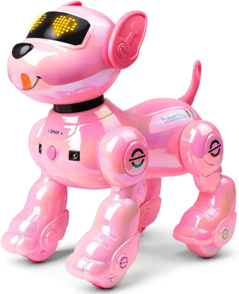 VATOS Cane Robot Ricaricabile per Bambini con Telecomando, Funzioni Programmabili e Interattive, Volume Regolabile, Giocattolo Educativo Musicale Rosa
