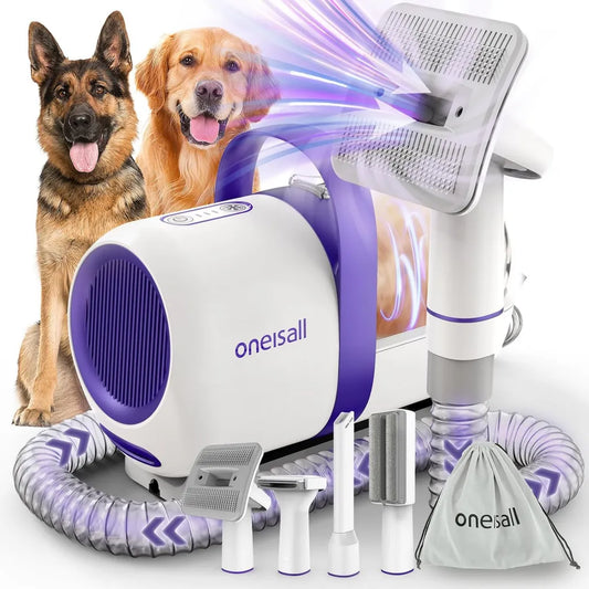 Aspirapolvere per Animali Oneisall 12000 Pa, Raccoglitore di Peli con Accessori