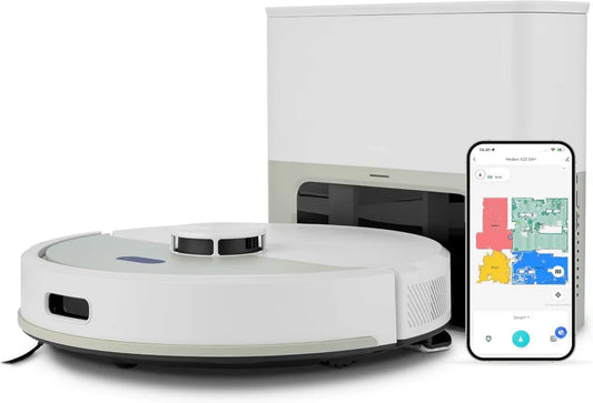 Robot Aspirapolvere MEDION X22 SW+ con Stazione e Funzione di Lavaggio, Navigazione Laser, 5000Pa, Mappatura Avanzata, Aree di Esclusione, Piani Multipli, Grigio