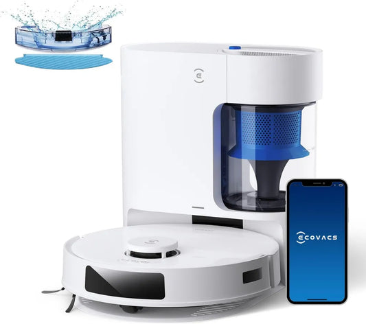Aspirapolvere Robot Ecovacs DEEBOT N20 Plus con Stazione, 8000 Pa, Pulizia Automatica fino a 45 Giorni, Sistema Antigroviglio, Autonomia 300 Minuti, Superamento Ostacoli 20 mm