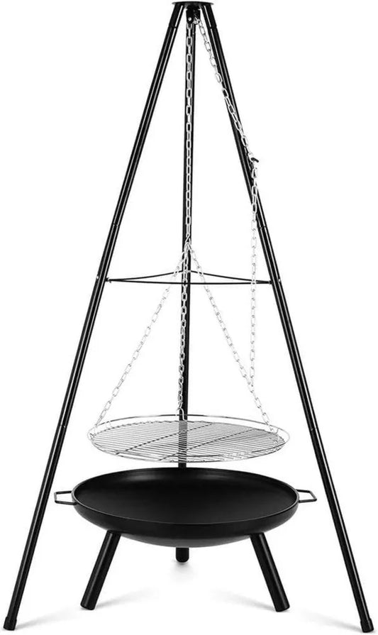 Griglia Barbecue a Treppiede con Braciere Esterno 58 cm, Perfetto per Campeggio e Giardino