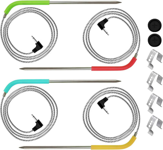 Set di 4 sonde di temperatura di ricambio per barbecue Masterbuilt 710 con clip e occhielli