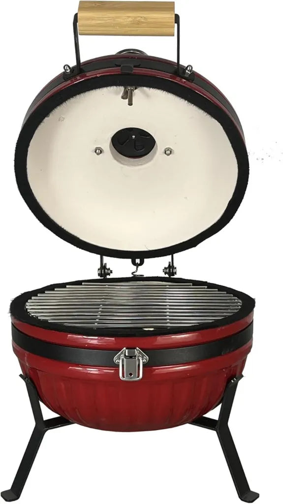 Griglia Kamado in ceramica da 12 pollici - Barbecue e affumicatore portatile per carne e verdure, ideale per giardino e campeggio - Rosso