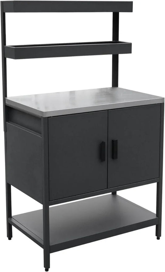 Cucina da esterno in acciaio nero con ripiani e ante, 80 cm