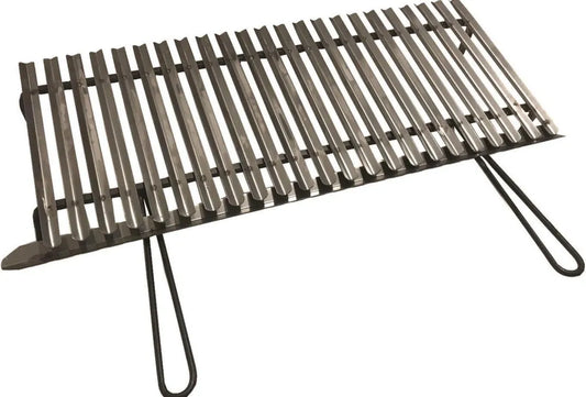 Griglia Barbecue Acciaio Inox con Sistema Antigrasso e Piedini in Ferro, 80x35 cm