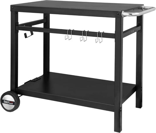 Carrello Barbecue in Metallo con Spazio di Lavoro Ampio per Esterni, 100,5x59x81 cm, Nero