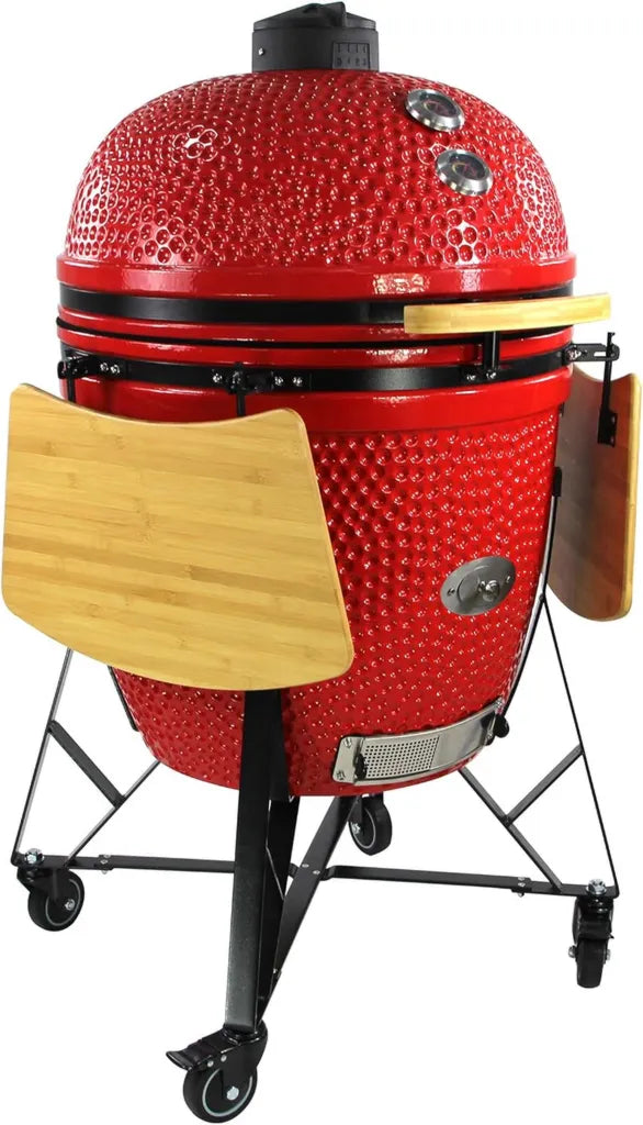 Kamado Grill Rosso 69,6 cm con Carrello e Accessori