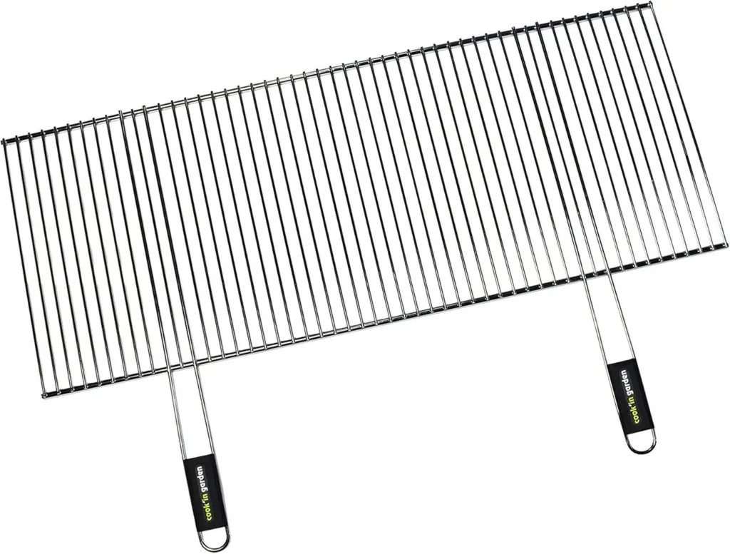 Griglia Regolabile in Acciaio Cromato per Barbecue, 100x40 cm a 61x40 cm, Resistente al Calore con Manici Comfort