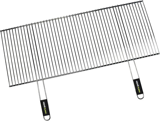 Griglia Regolabile in Acciaio Cromato per Barbecue, 100x40 cm a 61x40 cm, Resistente al Calore con Manici Comfort