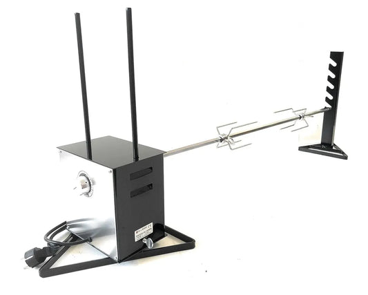 Girarrosto Elettrico Professionale ACCIAIO INOX 140 cm con Velocità Variabile e Fermacarne, Portata 40 Kg