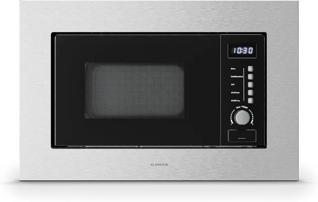 Forno a Microonde da Incasso Klarstein con Grill, 20L, 700W, Acciaio Inox