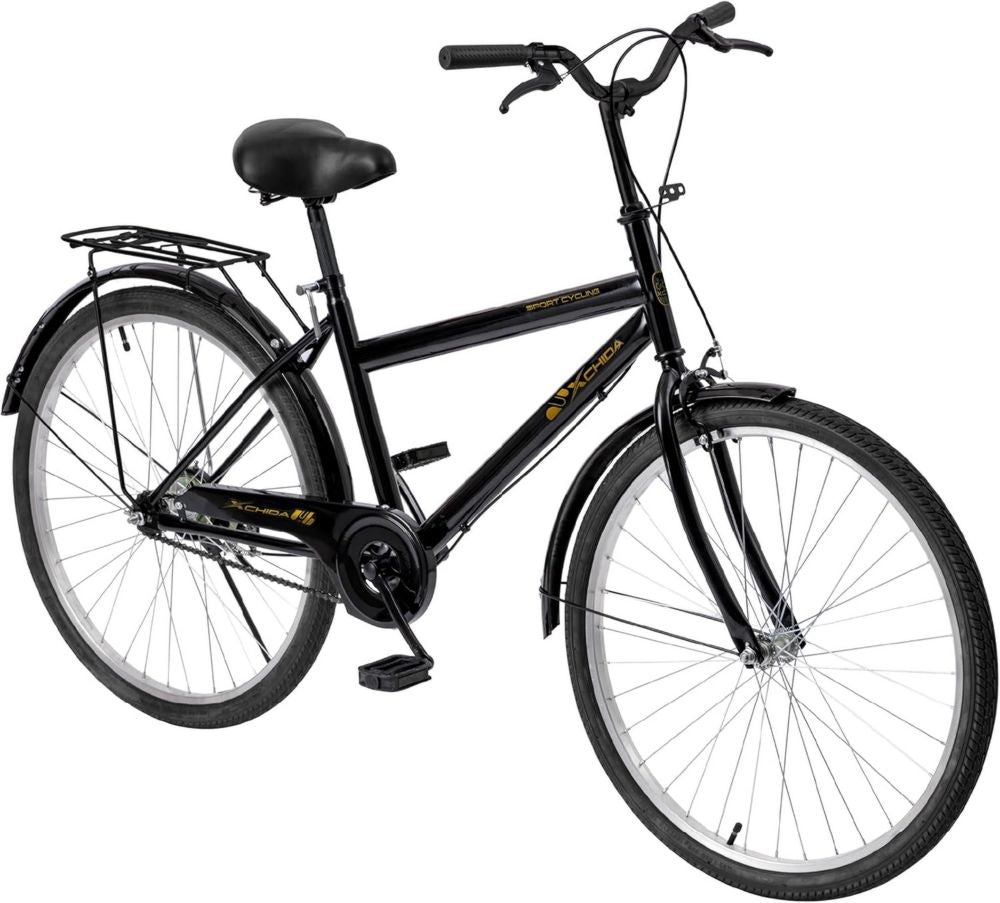 Baroni Home City Bike da Passeggio 26'', Nero, Regolabile con Freni Anteriori e Posteriori