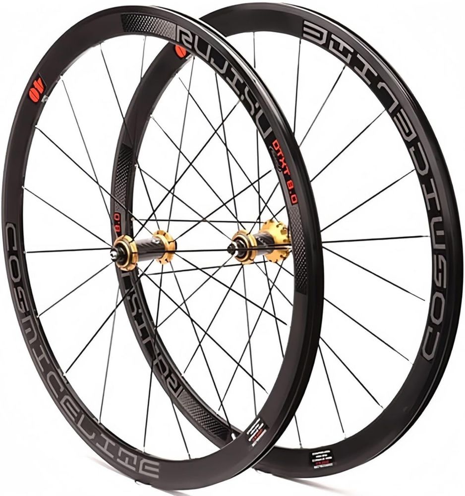 Ruote da Corsa 700C in Fibra di Carbonio, Cerchi 40mm a Doppia Parete, 8-11 Velocità, Sgancio Rapido, Compatibili con Pneumatici 23C-28C, Oro