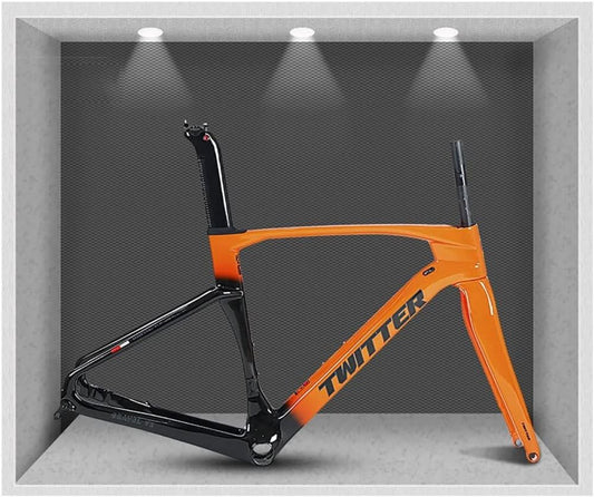 Telaio in Carbonio per Bici da Strada con Freno a Disco, Leggero e Resistente, Misura 45/48/51/54cm, Colore Arancione