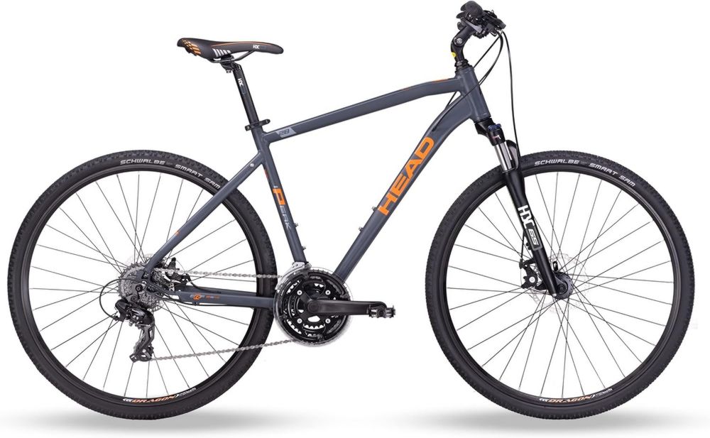Bicicletta Cross I-Peak 1.0 per Adulti, Grigio e Arancione, Telaio 55 cm