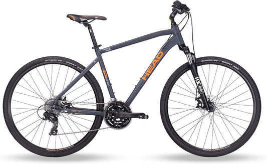 Bicicletta Cross I-Peak 1.0 per Adulti, Grigio e Arancione, Telaio 55 cm