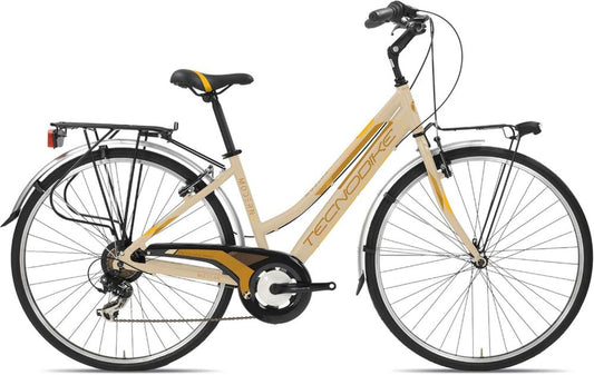 Bicicletta Donna Leggera in Alluminio 28' con Cambio a 7 Marce e Freni V-Brake