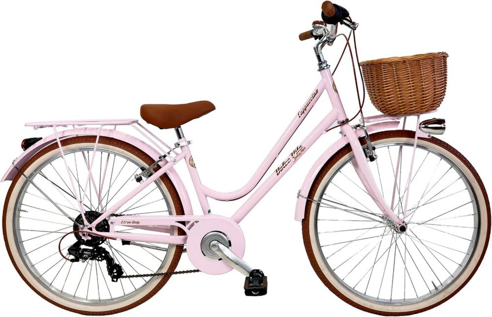 Citybike retrò in stile vintage cappuccino 26 pollici, rosa