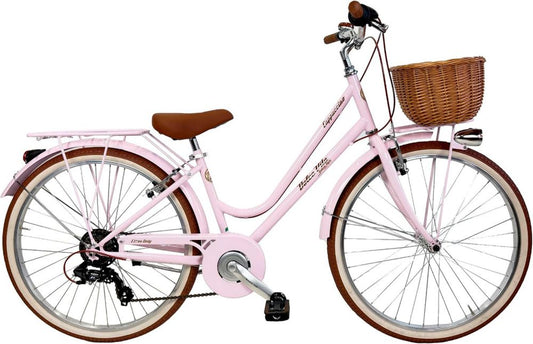 Citybike retrò in stile vintage cappuccino 26 pollici, rosa