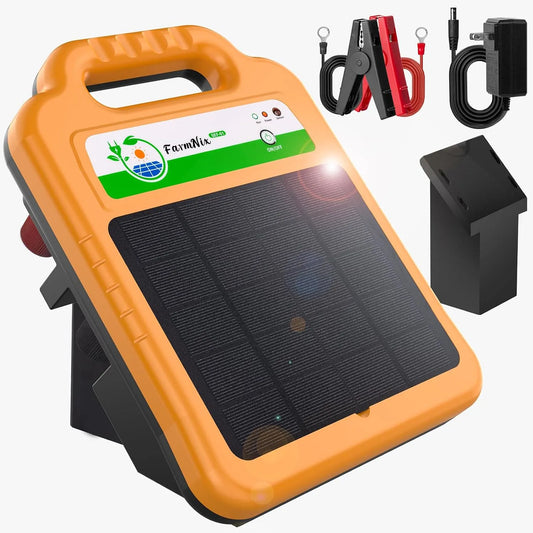 0.2 Joules / 8kV Solare Pastore Elettrico mit 10400mah lithiumbatterij, 16KM Per Mucche, Caricatore solare 220 V Recinzione Elettrica per Animali