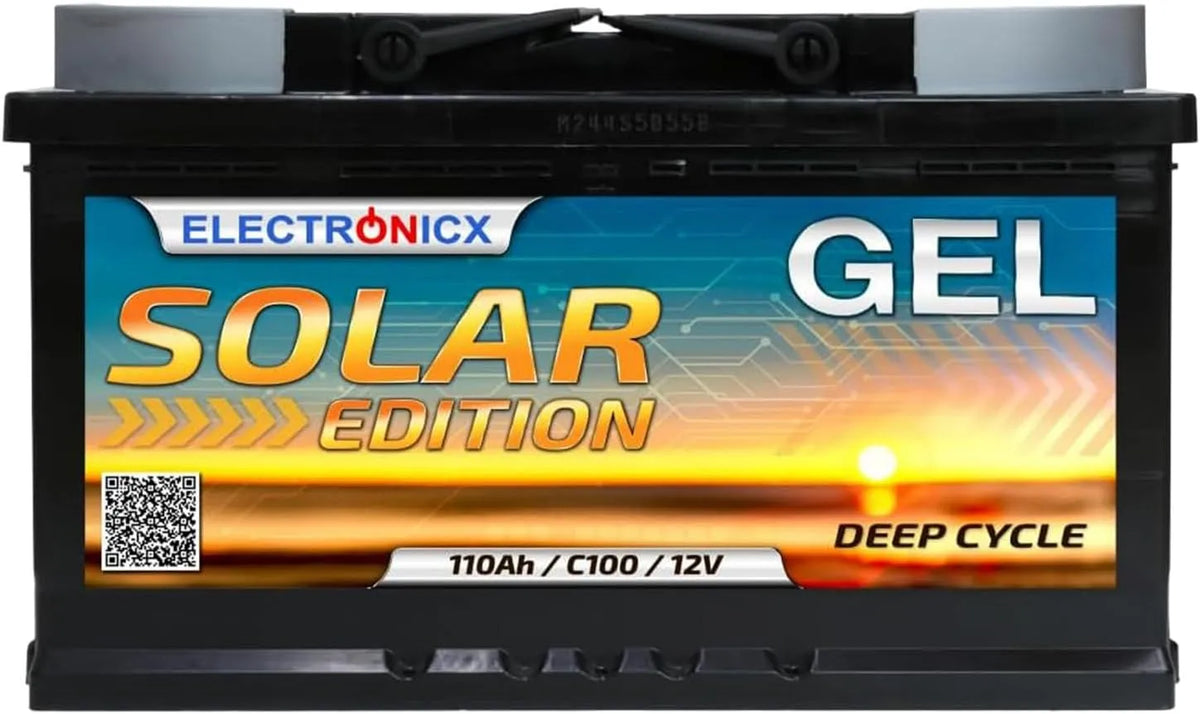 C100 Batteria a ciclo profondo e batteria solare e servizi, alimentazione solare, 110Ah, 110 Ah, 12V, 190 mm, per campeggio e camper