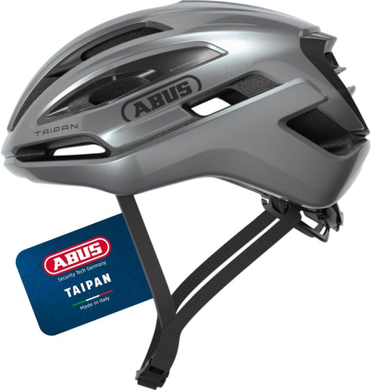 Casco ABUS Taipan Gravel - Leggero e Versatile con Ventilazione Ottimale - Adatto a Tutti con Supporto Occhiali - Taglia M in Argento