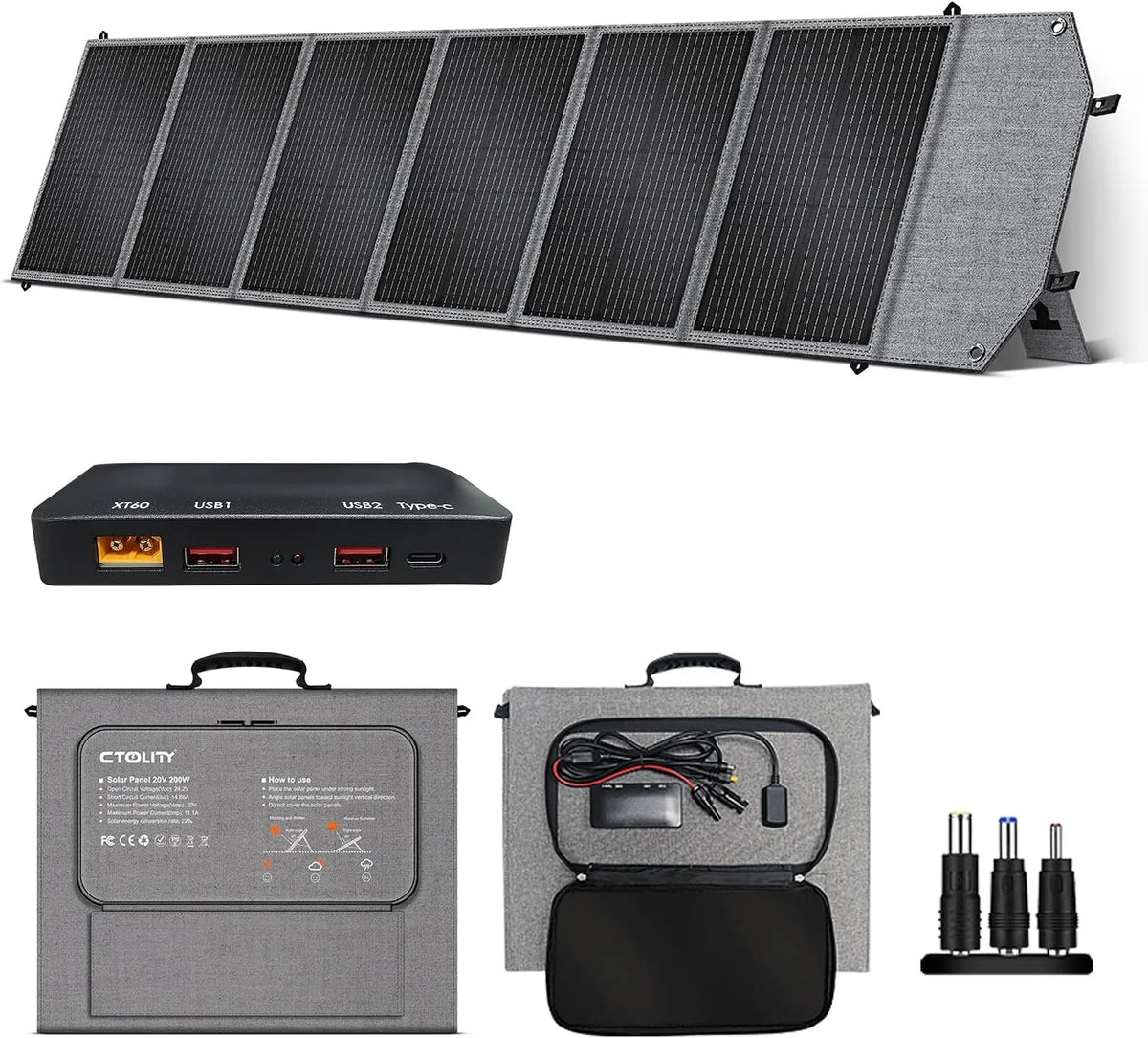 Power station portatile e generatore solare, alimentazione solare, 200W, 20,5V, 9,8A, IP65, per campeggio e camper