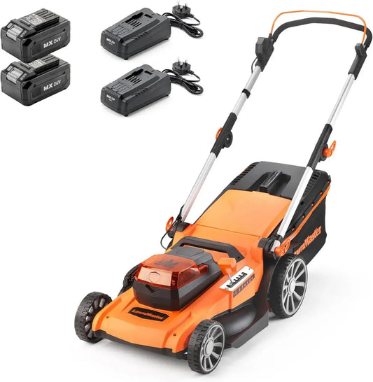Tosaerba a Batteria 48V LawnMaster con Rullo e Funzione Pacciamatura, 46 cm, 2 Batterie MX 24V 4,0 Ah, 2 Caricatori Rapidi